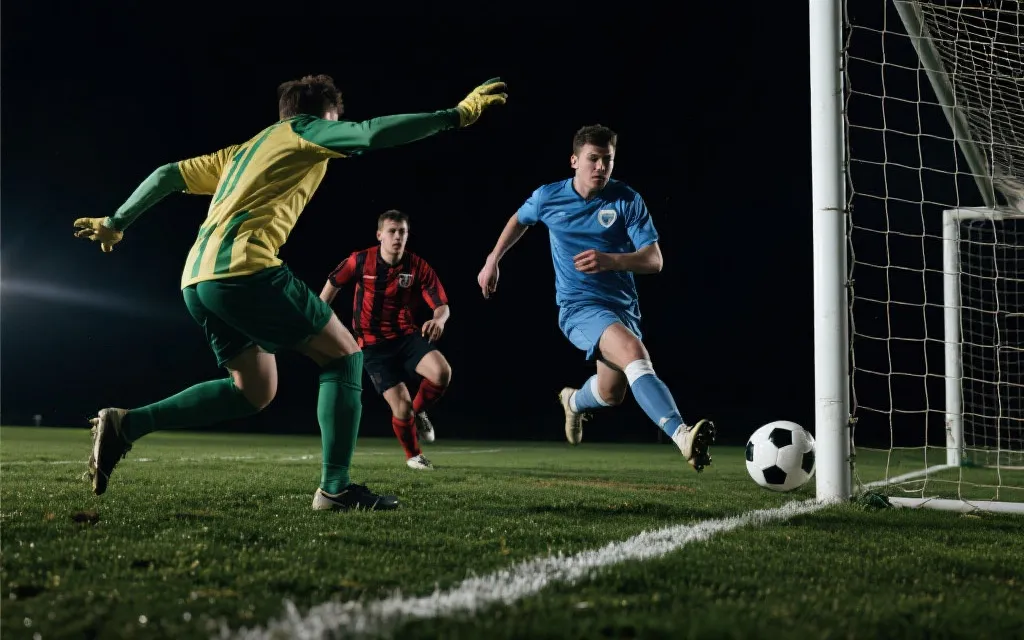 比赛边路对抗与传中被封堵，角球即将产生的动态场景示意